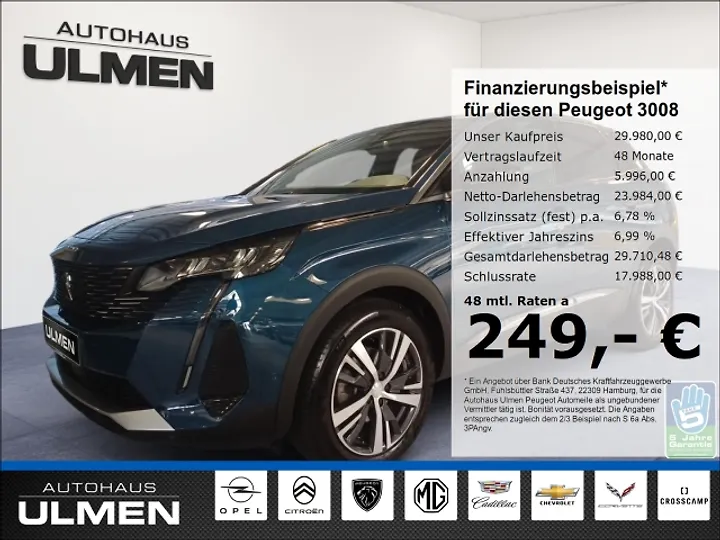 3008 PureTech 130 Stop & Start GPF EAT8 Active Business-Paket Geschlossen