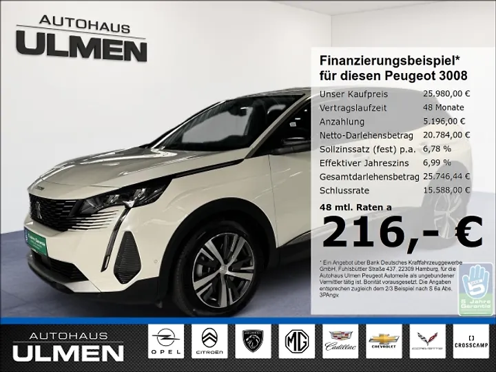3008 PureTech 130 Stop & Start GPF EAT8 Active Pack Geschlossen